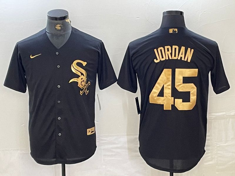 Men Chicago White Sox 45 Jordan Black gold #4 th generation Nike 2024 MLB Jersey style 1->los angeles lakers->NBA Jersey